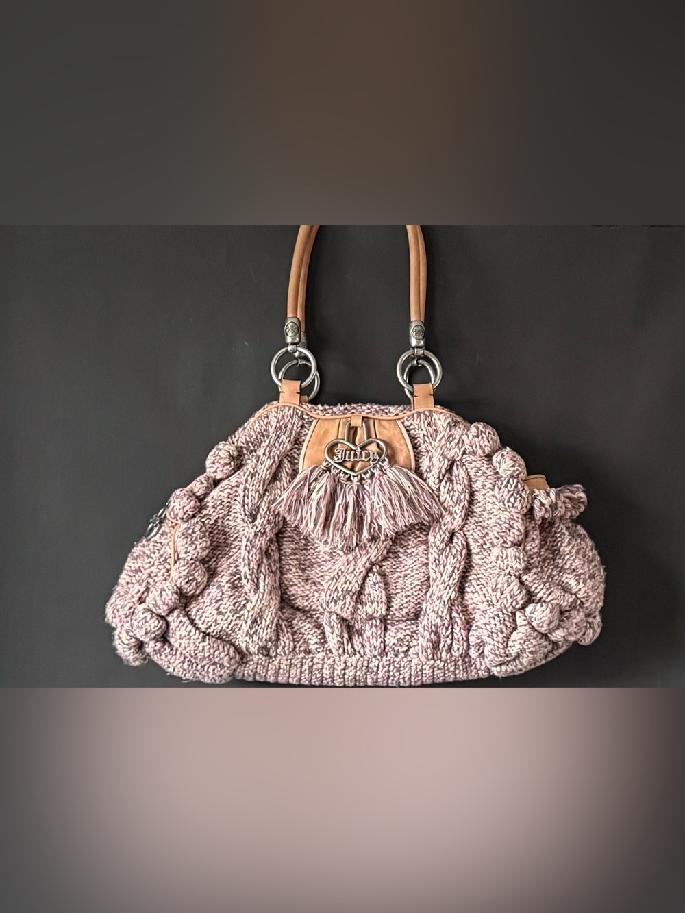 Juicy Couture pink Knitted large Tassel Shoulder Bag